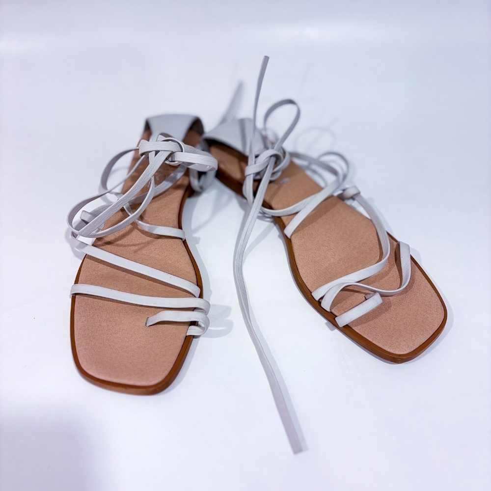 OFFICE‎ LONDON Beige Lace-Up Flat Sandals | Size 38
